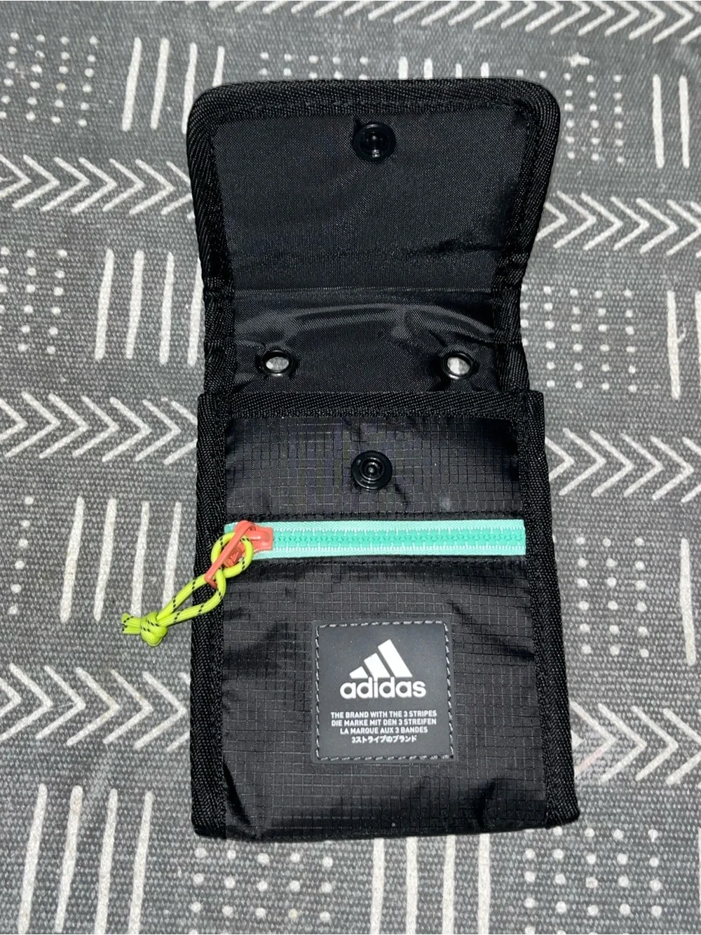 Adidas Lanyard Neck Wallet Pouch Athletic Teal Black Crossbody Bag